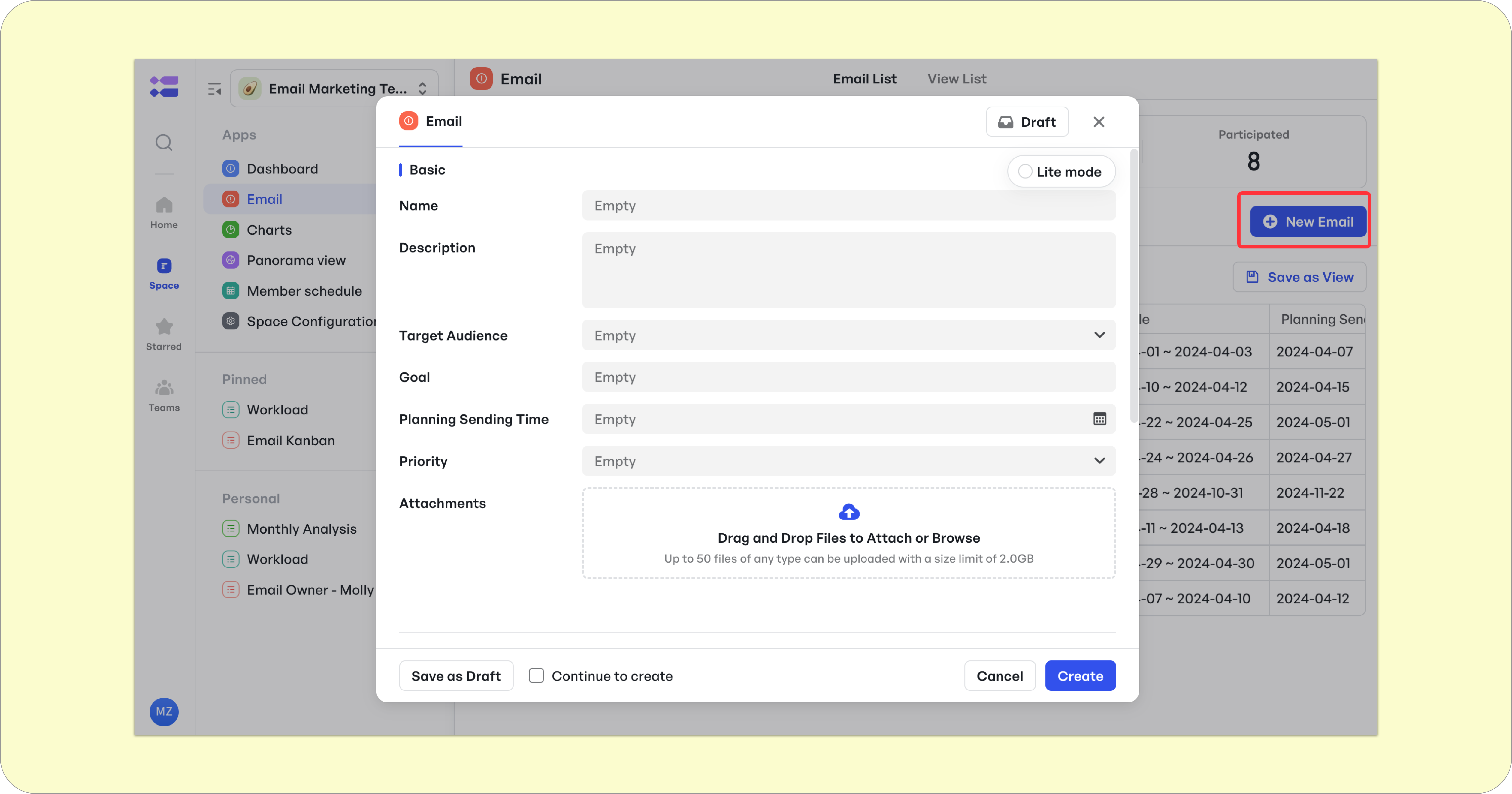 1. 在 Email Schedule 中建立新工單